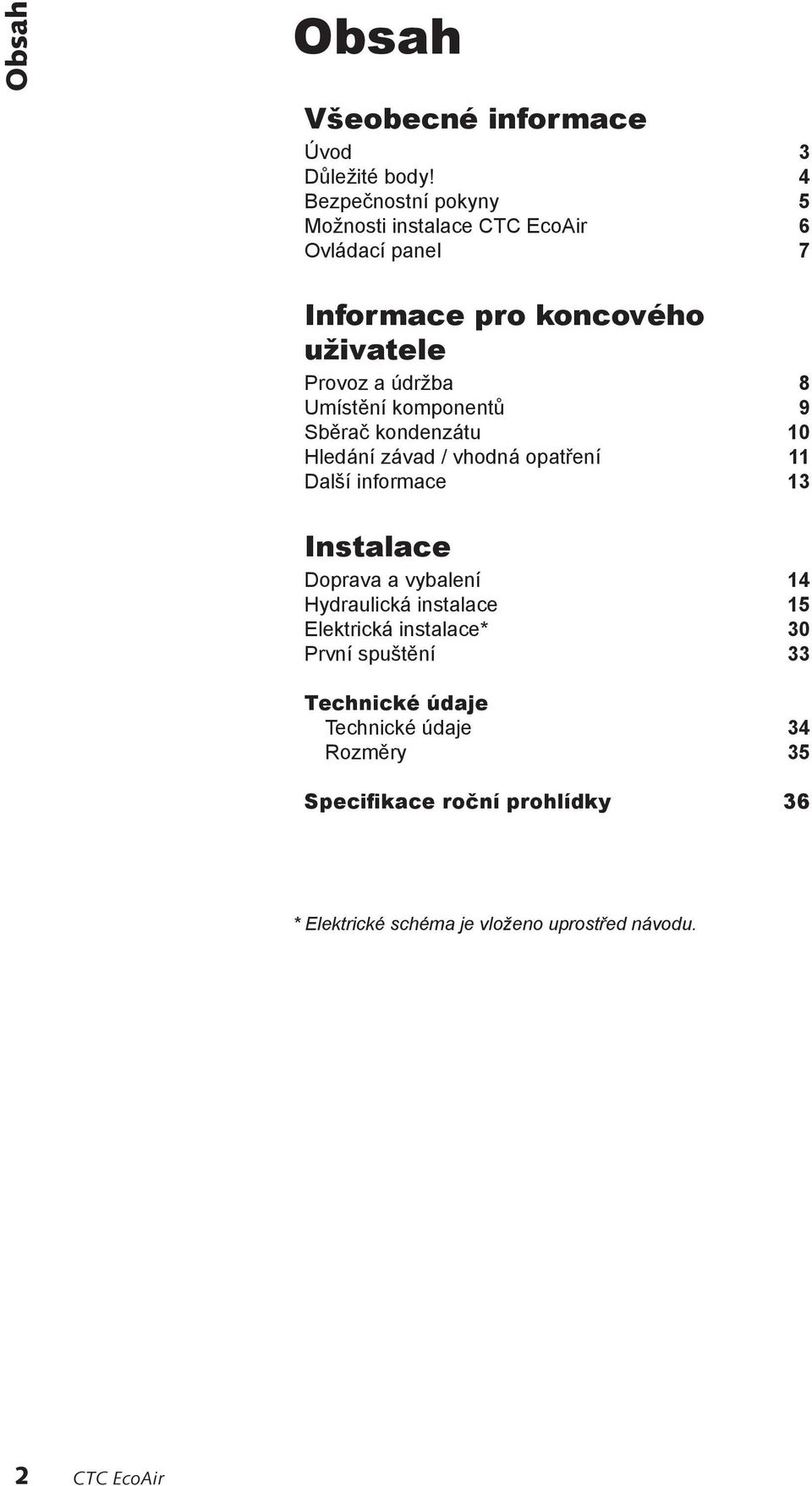 komponentů 9 Sběrač kondenzátu 10 Hledání závad / vhodná opatření 11 Další informace 13 Instalace Doprava a vybalení 14