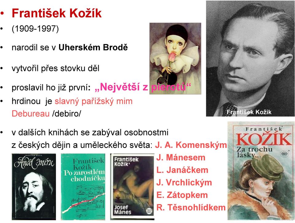 /debiro/ František Kožík v dalších knihách se zabýval osobnostmi z českých dějin a