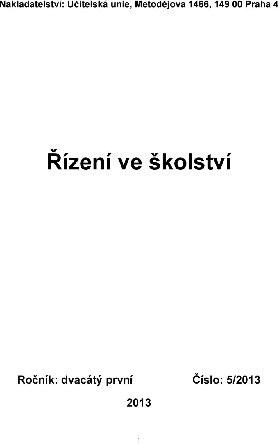 Řízení ve školství Ročník: