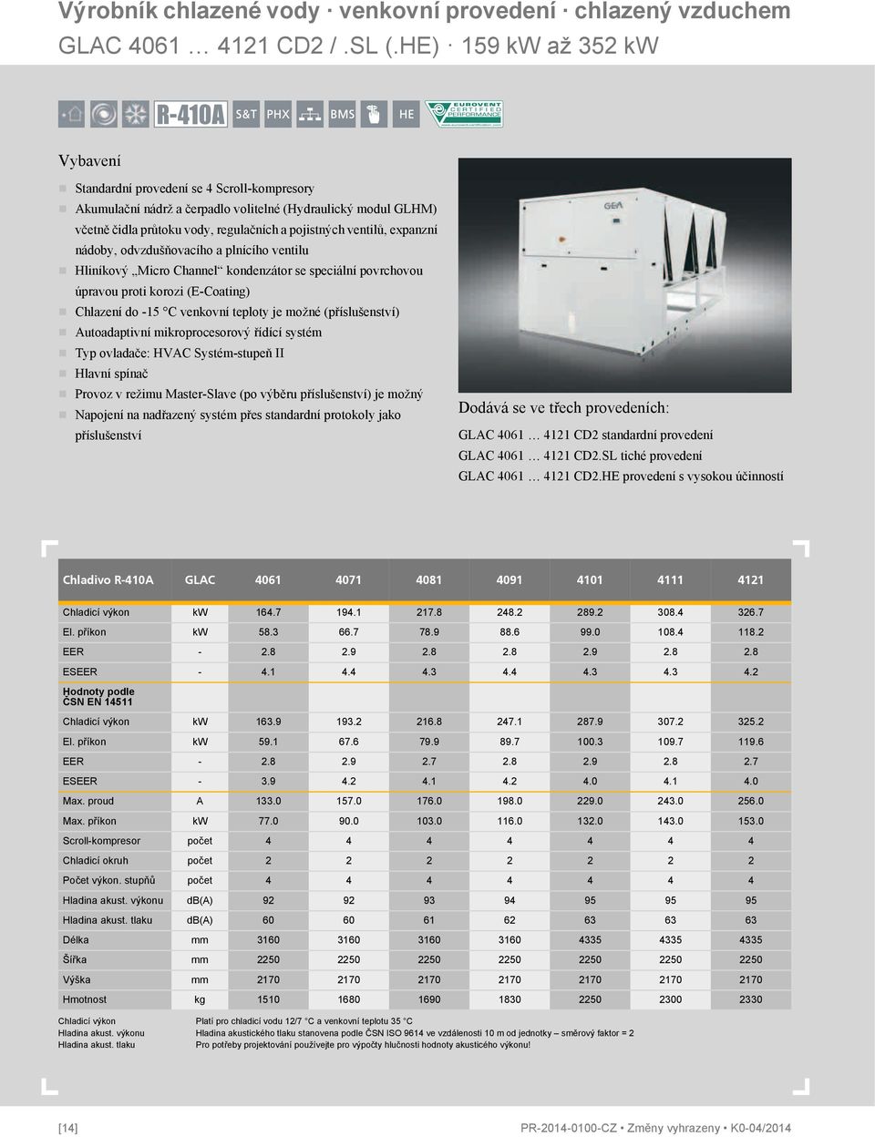 expanzní nádoby, odvzdušňovacího a plnícího ventilu Hliníkový Micro Channel kondenzátor se speciální povrchovou úpravou proti korozi (E-Coating) Chlazení do -15 C venkovní teploty je možné