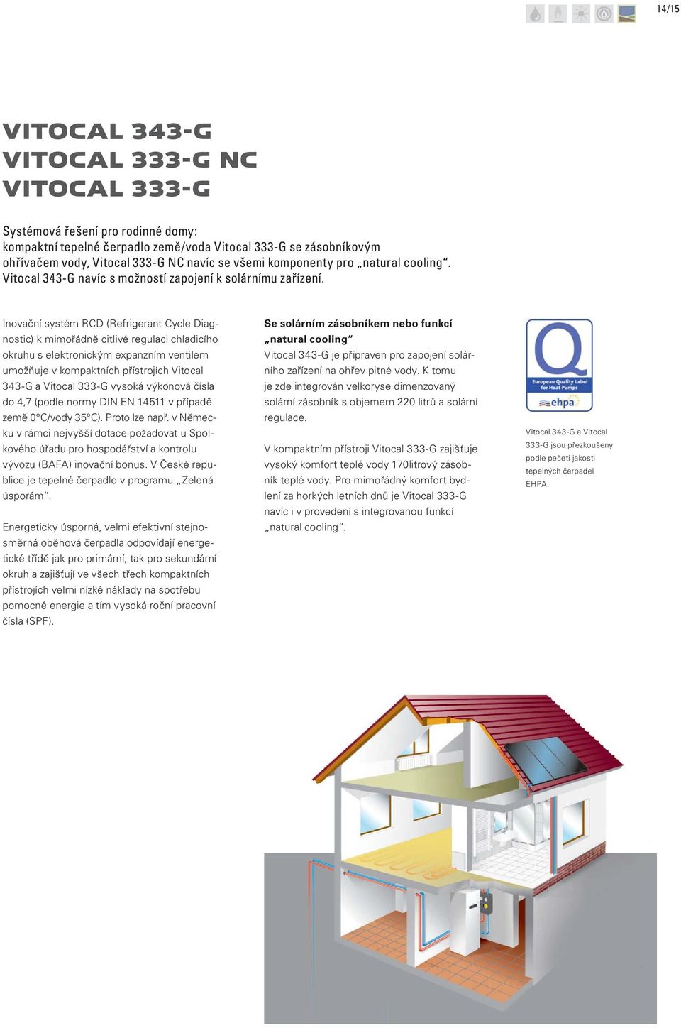 Inovační systém RCD (Refrigerant Cycle Diagnostic) k mimořádně citlivé regulaci chladicího okruhu s elektronickým expanzním ventilem umožňuje v kompaktních přístrojích Vitocal 343-G a Vitocal 333-G