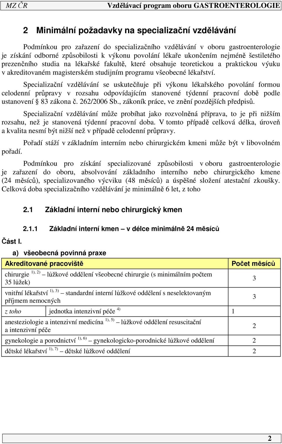 Specializační vzdělávání se uskutečňuje při výkonu lékařského povolání formou celodenní průpravy v rozsahu odpovídajícím stanovené týdenní pracovní době podle ustanovení 83 zákona č. 6/006 Sb.