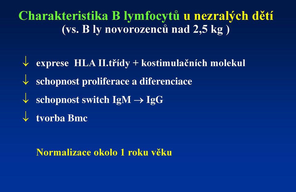 třídy + kostimulačních molekul schopnost proliferace a