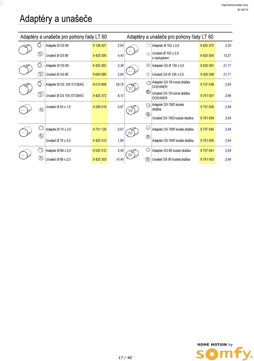 100 STOBAG 9 013 969 29,76 Unašeč Ø DS 100 STOBAG 9 420 372 8,13 Unašeč Ø 63 x 1,5 9 206 019 0,97 Adaptér DS 78 rovná drážka DOEHNER Unašeč DS 78 rovná drážka DOEHNER Adaptér DS 78/D kulatá drážka 9