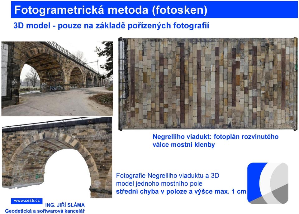 Fotografie Negrelliho viaduktu a 3D model jednoho mostního pole střední