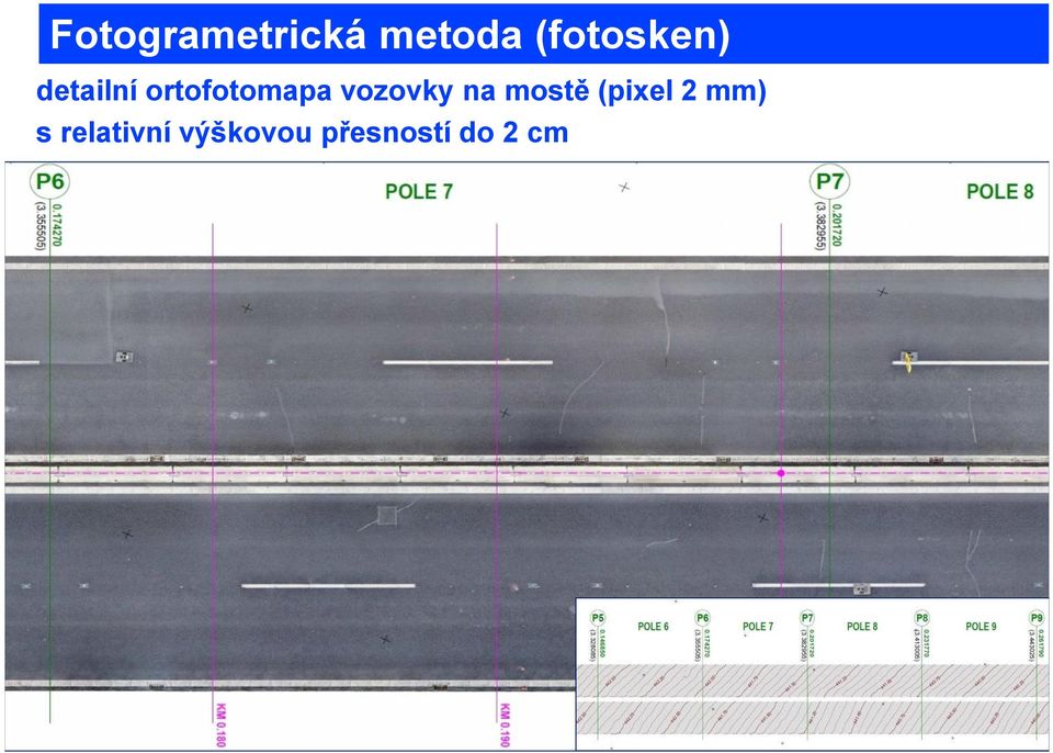 ortofotomapa vozovky na mostě