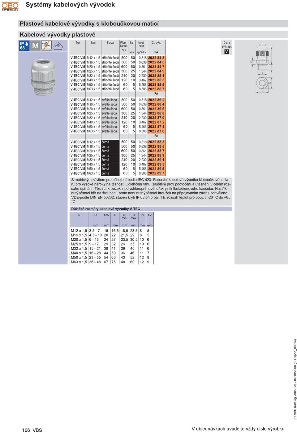 1,5 stříbřitě šedá 120 10 3,467 2022 85 3 -TC M M50 x 1,5 stříbřitě šedá 60 5 5,466 2022 85 5 -TC M M63 x 1,5 stříbřitě šedá 60 5 8,306 2022 85 7 PA S metrickým závitem pro připojení podle IC 423.