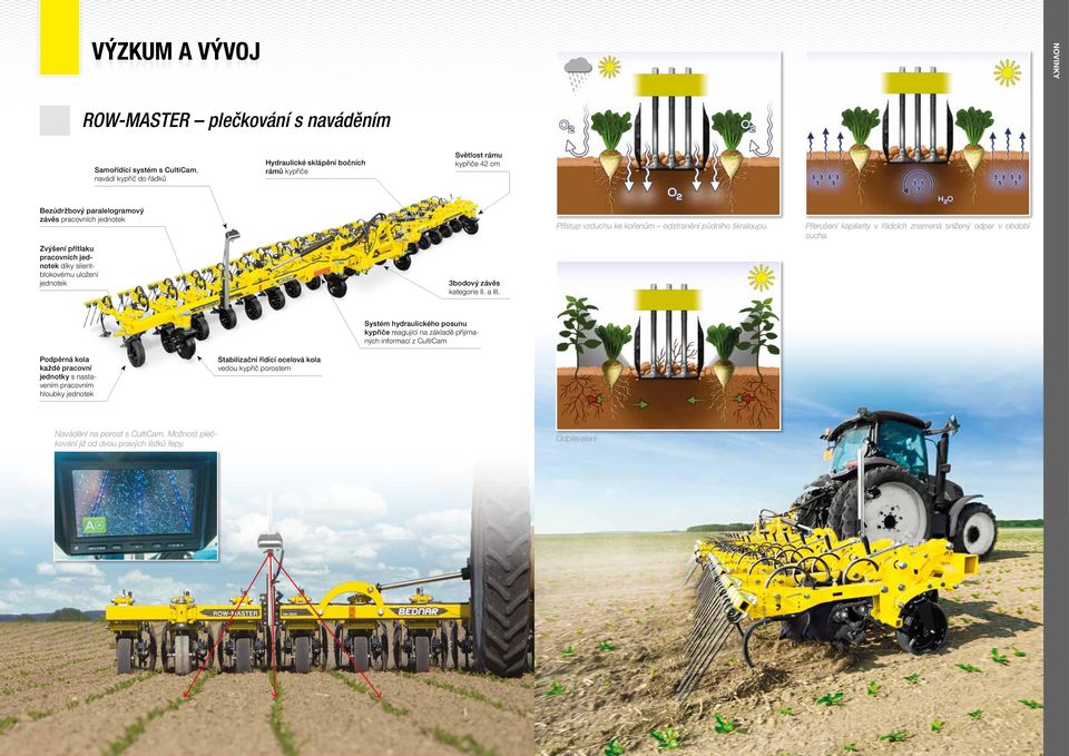 Přístup vzduchu ke kořenům odstranění půdního škraloupu. Přerušení kapilarity v řádcích znamená snížený odpar v období sucha.