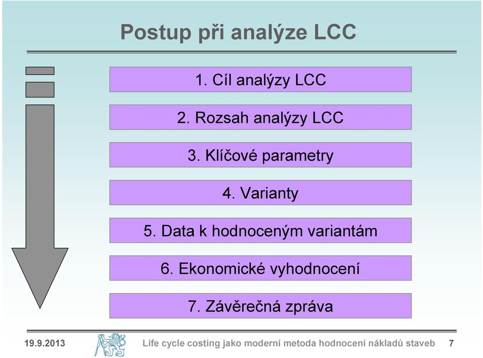 Data k hodnoceným variantám 6. Ekonomické vyhodnocení 7.