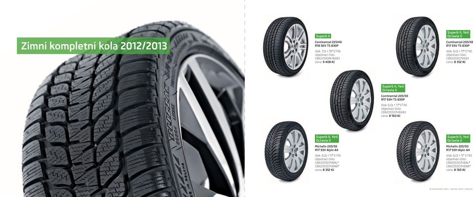 CBX205507HB683 cena: 8 160 Kč Michelin 205/50 R17 93V Alpin A4 disk: 6,0J 17" ET45 CBX205507VBAL* CBX205507VBAR* cena: 8 352 Kč Michelin