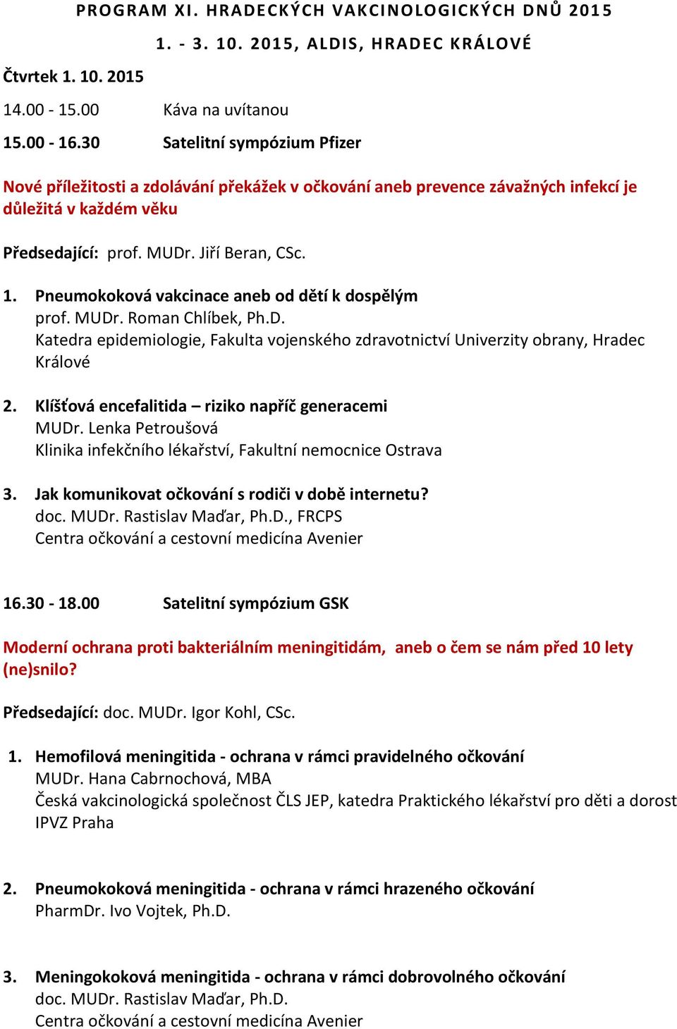 Pneumokoková vakcinace aneb od dětí k dospělým prof. MUDr. Roman Chlíbek, Ph.D. 2. Klíšťová encefalitida riziko napříč generacemi MUDr.