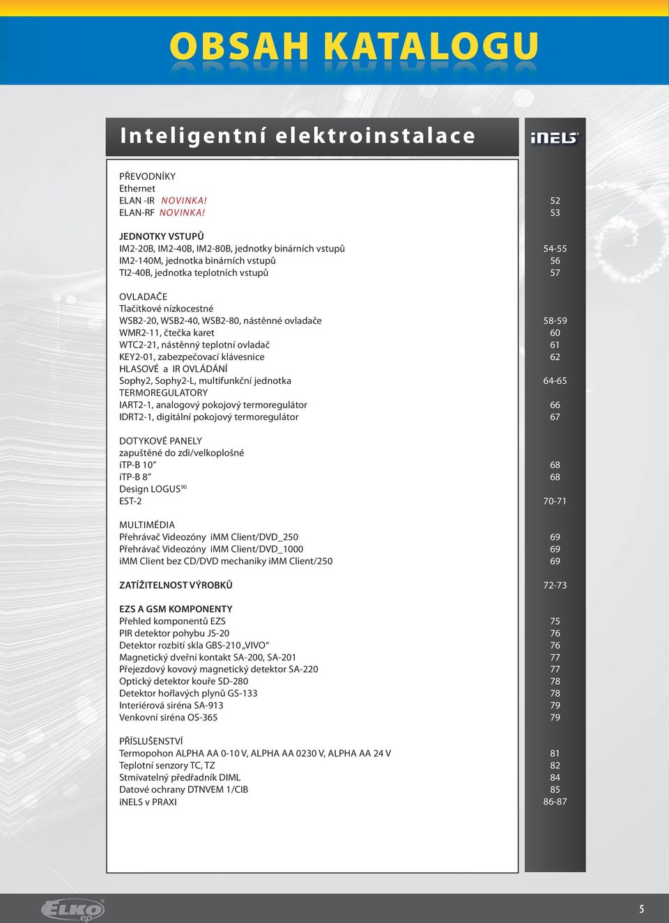 WSB-80, nástěnné ovladače WMR-11, čtečka karet WTC-1, nástěnný teplotní ovladač KEY-01, zabezpečovací klávesnice HLASOVÉ a IR OVLÁDÁNÍ Sophy, Sophy-L, multifunkční jednotka TERMOREGULATORY IART-1,