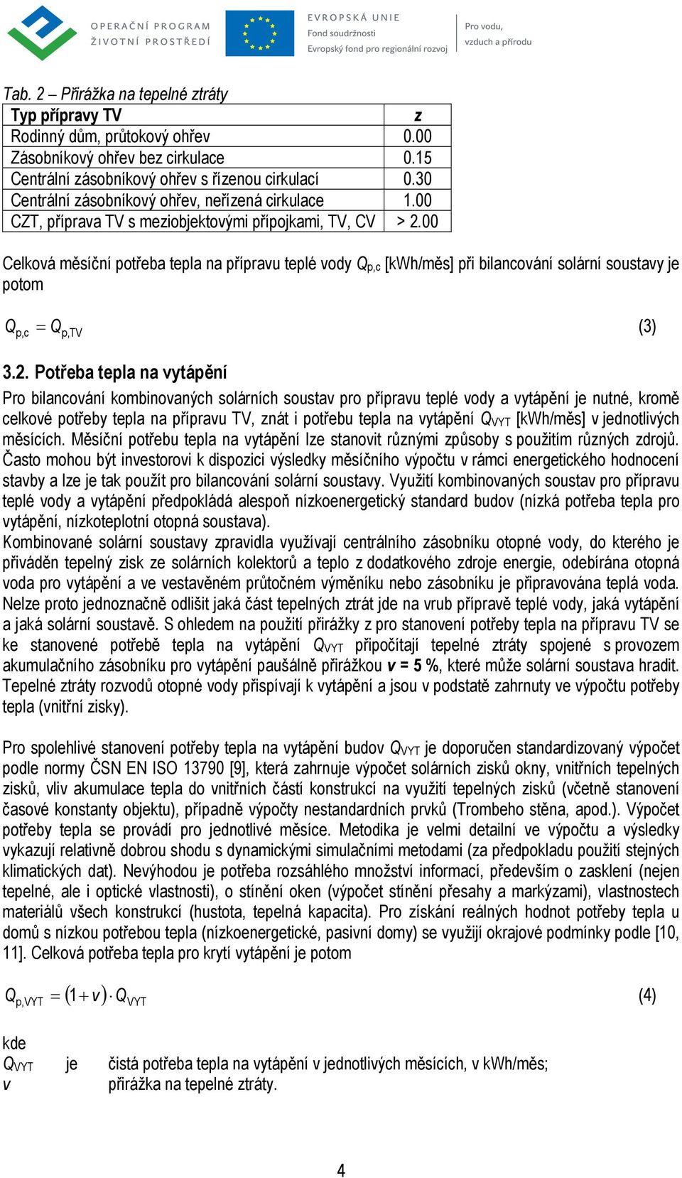 00 Celková měsíční potřea tepla na přípravu teplé vody p,c [kwh/měs] při ilancování solární soustavy je potom = (3) p, c p,tv 3.2.