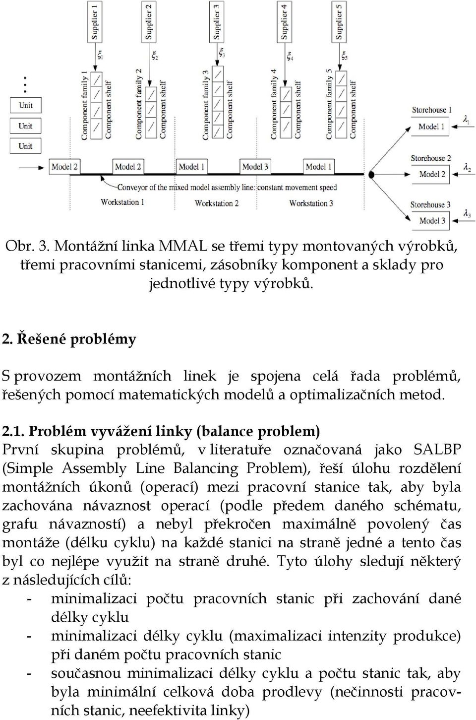 Problém vyvážení linky (balance problem) První skupina problémů, v literatuře označovaná ako SALBP (Simple Assembly Line Balancing Problem), řeší úlohu rozdělení montážních úkonů (operací) mezi