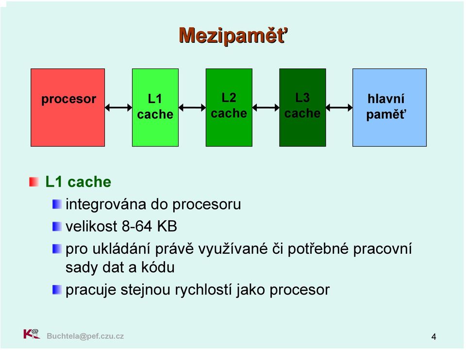 ukládání právě využívané či potřebné pracovní sady dat a