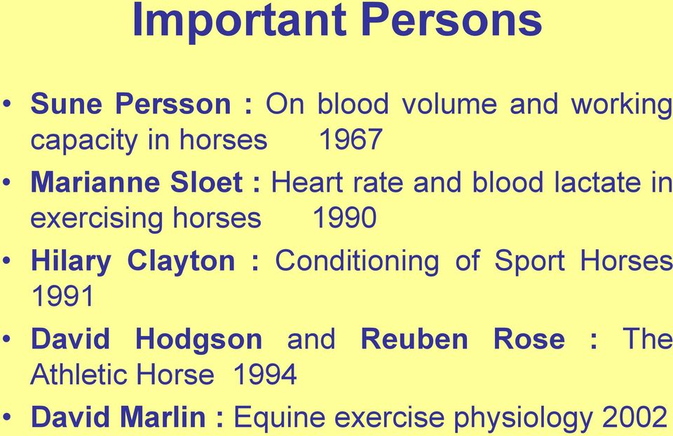 horses 1990 Hilary Clayton : Conditioning of Sport Horses 1991 David Hodgson