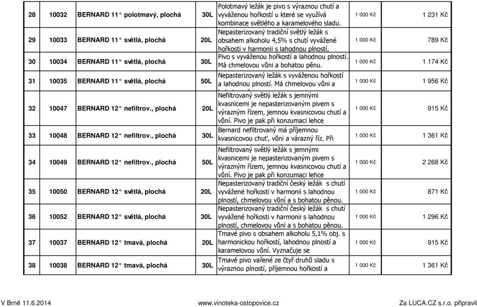 , plochá 50L 35 10050 BERNARD 12 světlá, plochá 20L 36 10052 BERNARD 12 světlá, plochá 30L 37 10037 BERNARD 12 tmavá, plochá 20L 38 10038 BERNARD 12 tmavá, plochá 30L Polotmavý ležák je pivo s