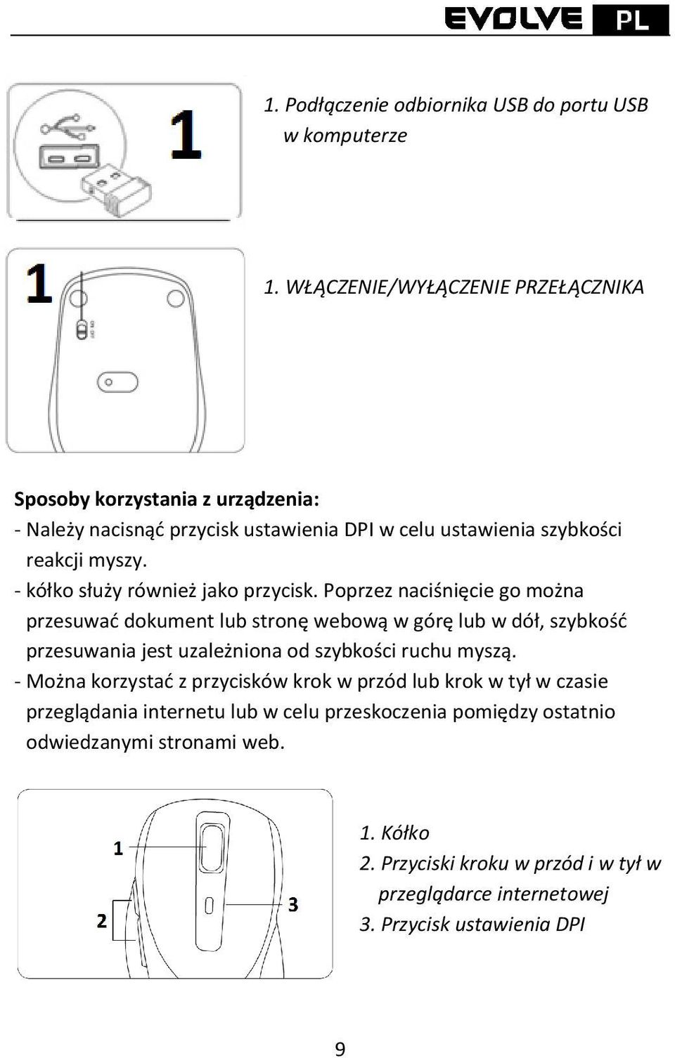 kółko służy również jako przycisk.