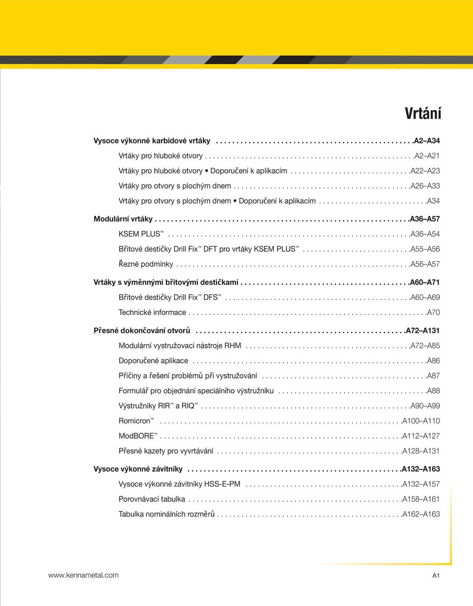 ..............................................................a36 A57 KSEM PLUS............................................................A36 A54 Břitové destičky Drill Fix DFT pro vrtáky KSEM PLUS.