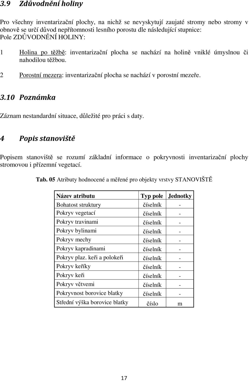 10 Poznámka Záznam nestandardní situace, důležité pro práci s daty.