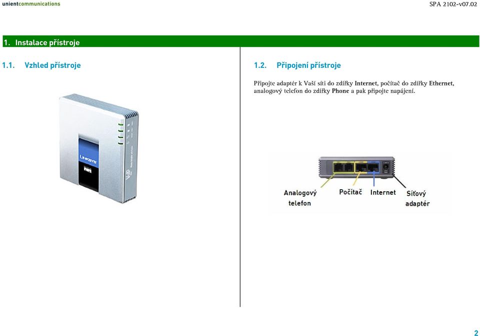 zdířky Internet, počítač do zdířky Ethernet,