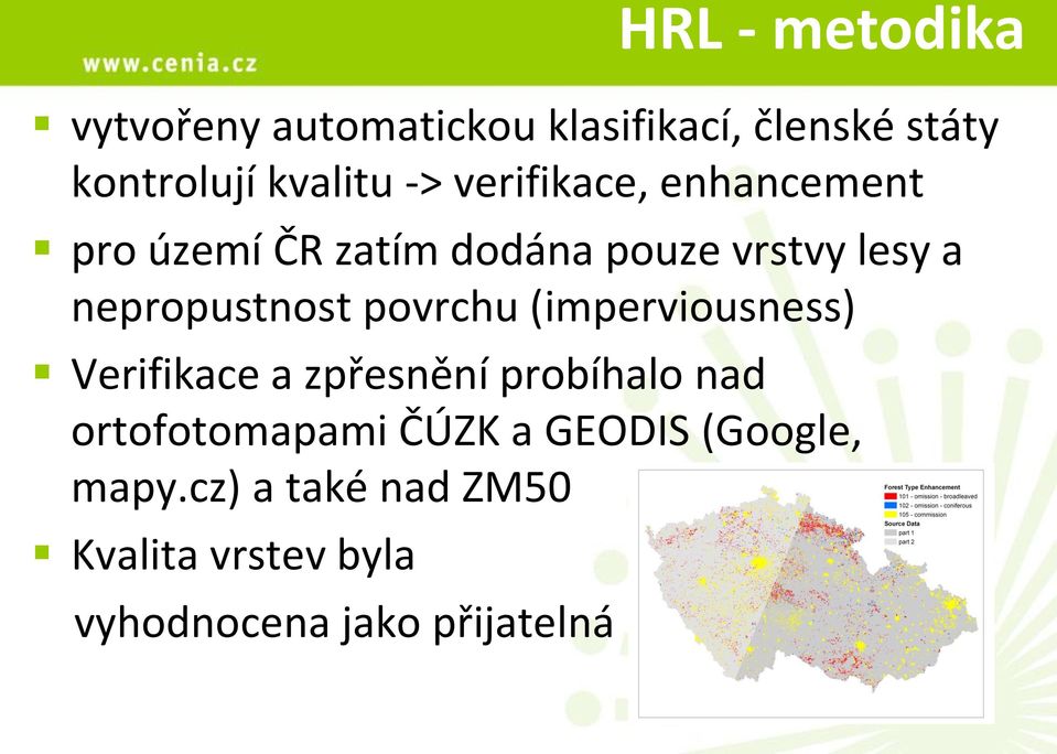 povrchu (imperviousness) Verifikace a zpřesnění probíhalo nad ortofotomapami ČÚZK a