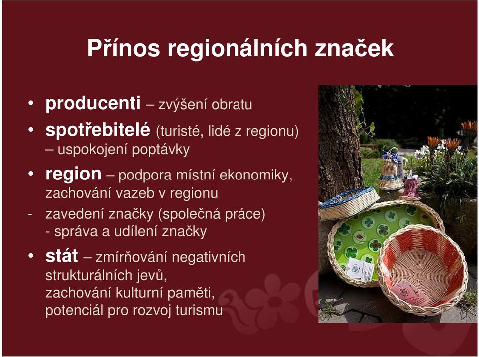 regionu - zavedení značky (společná práce) - správa a udílení značky stát