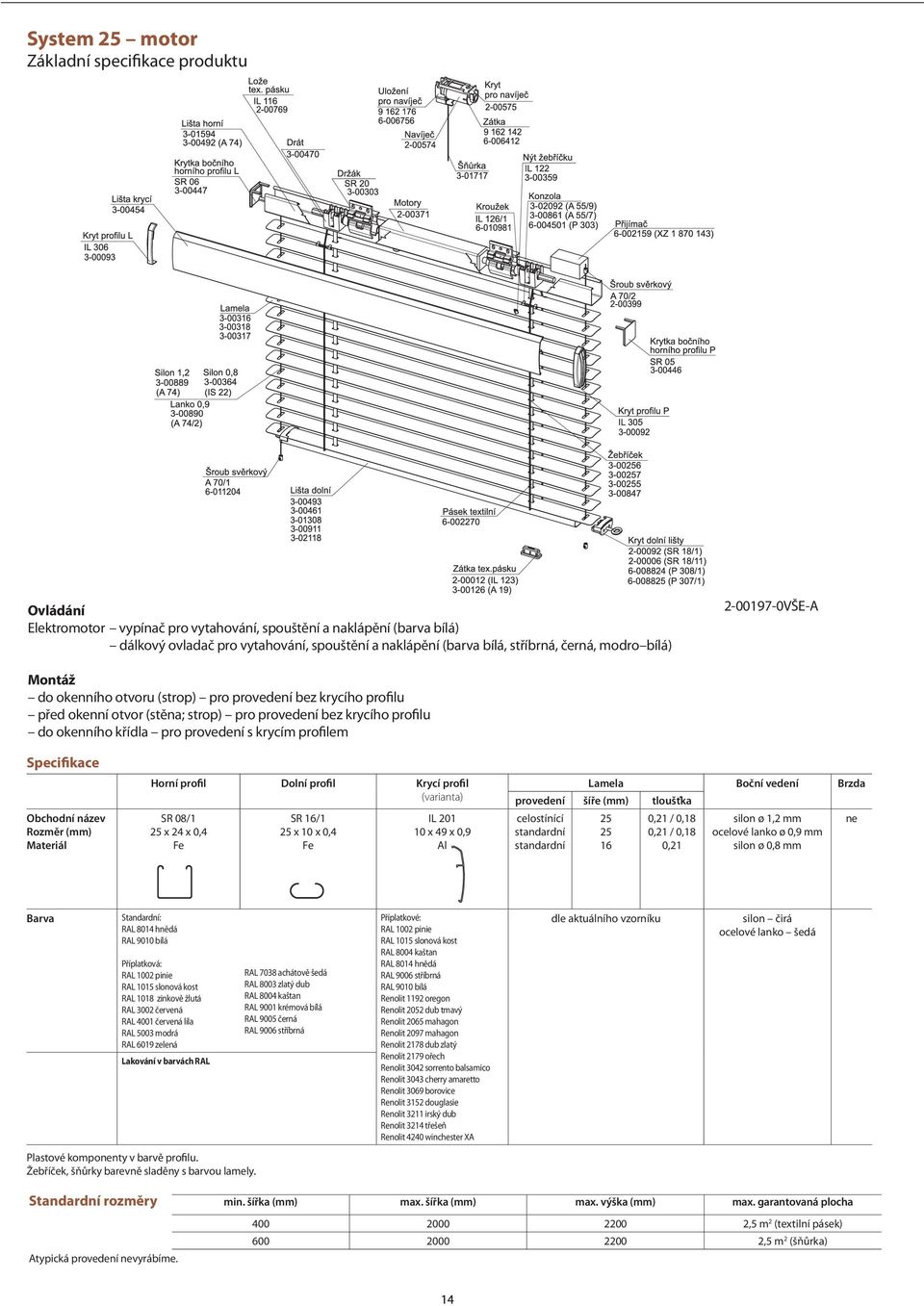 pro provedení s krycím profilem Specifikace Obchodní název Rozměr (mm) Materiál Horní profil Dolní profil Krycí profil (varianta) SR 08/1 25 x 24 x 0,4 SR 16/1 25 x 10 x 0,4 IL 201 10 x 49 x 0,9 Al