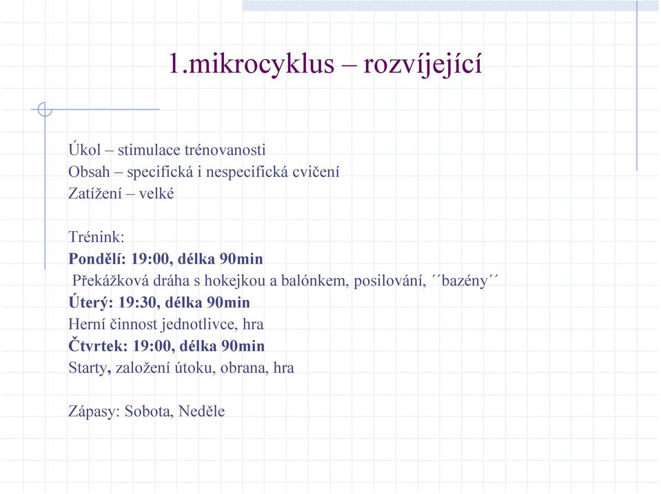 hokejkou a balónkem, posilování, bazény Úterý: 19:30, délka 90min Herní činnost