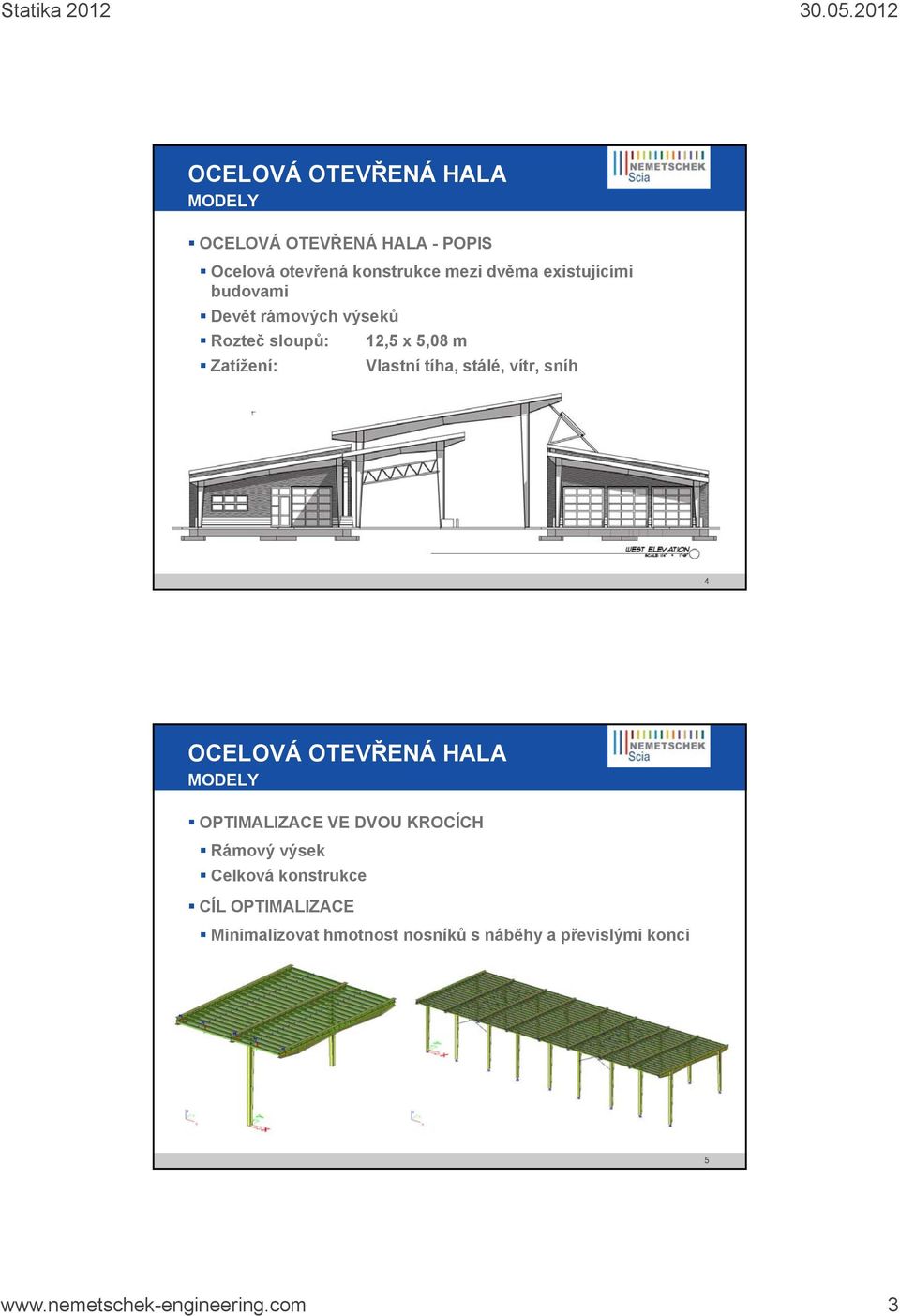 4 MODELY OPTIMALIZACE VE DVOU KROCÍCH Rámový výsek Celková konstrukce k CÍL