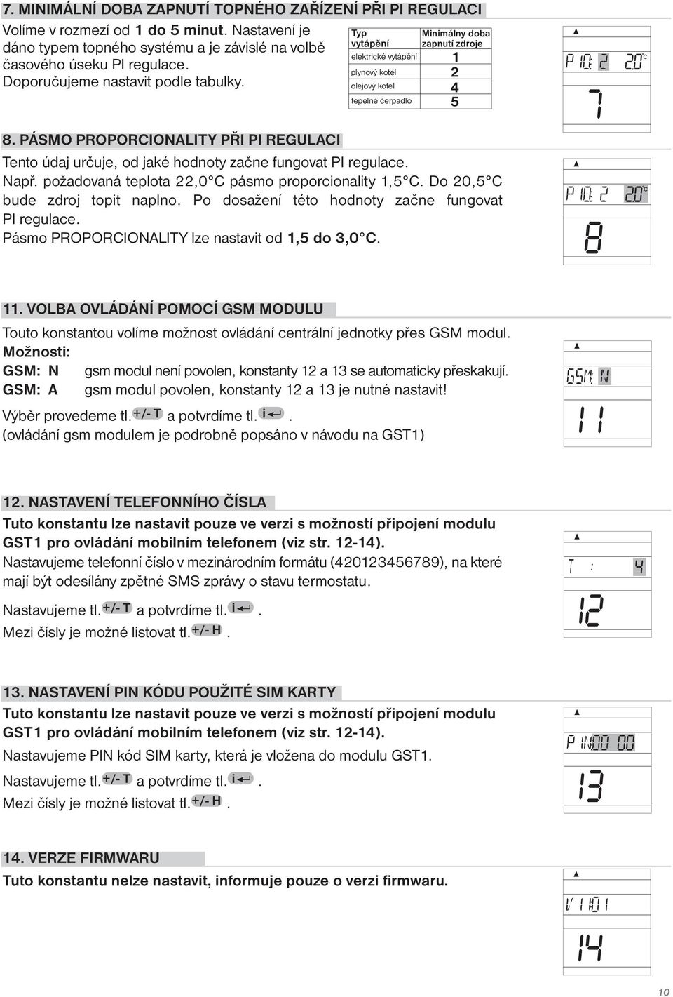 olejový kotel tepelné čerpadlo Minimálny doba zapnutí zdroje 8. PÁSMO PROPORCIONALITY PŘI PI REGULACI Tento údaj určuje, od jaké hodnoty začne fungovat PI regulace. Např.