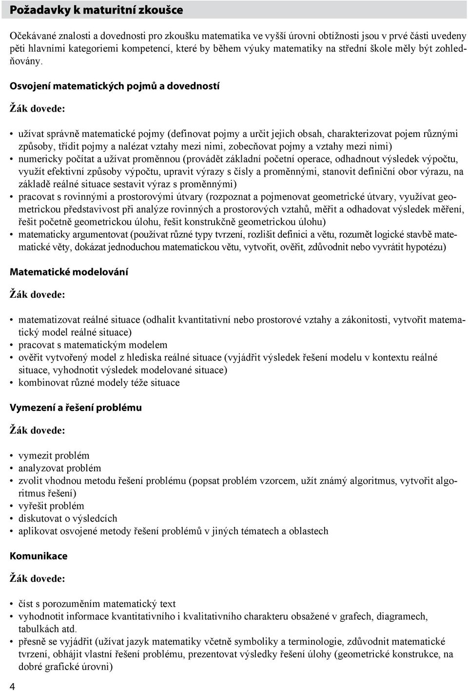Osvojení matematických pojmů a dovedností Žák dovede: užívat správně matematické pojmy (definovat pojmy a určit jejich obsah, charakterizovat pojem různými způsoby, třídit pojmy a nalézat vztahy mezi