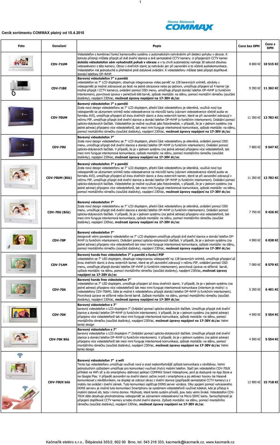 K tomuto přístroji můžete připojit až dvě dveřní stanice a dvě samostatné CCTV kamery.