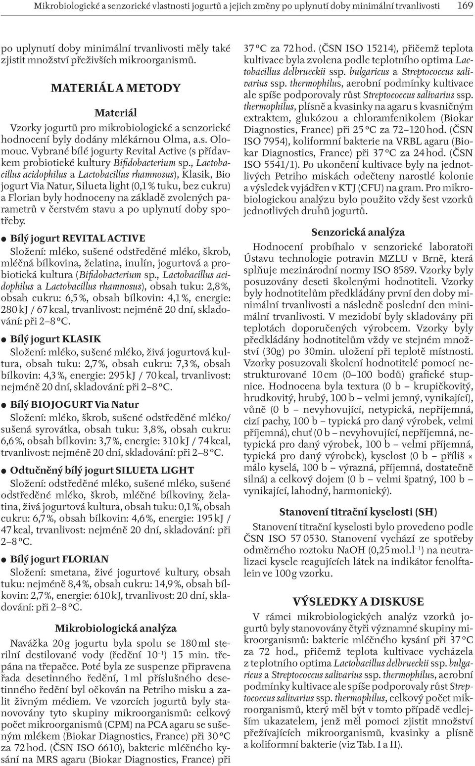 Vybrané bílé jogurty Revital Active (s přídavkem probiotické kultury Bifidobacterium sp.