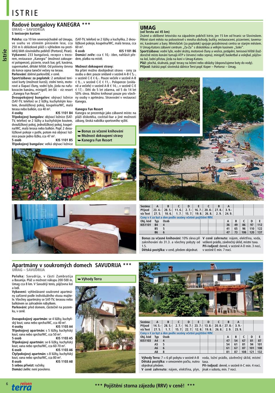 Vybavení: 233 bungalovů, recepce s trezorem, restaurace Kanegra (možnost zakoupení polopenze), pizzerie, snack bar, gril, kavárna, supermarket, dětské hřiště.