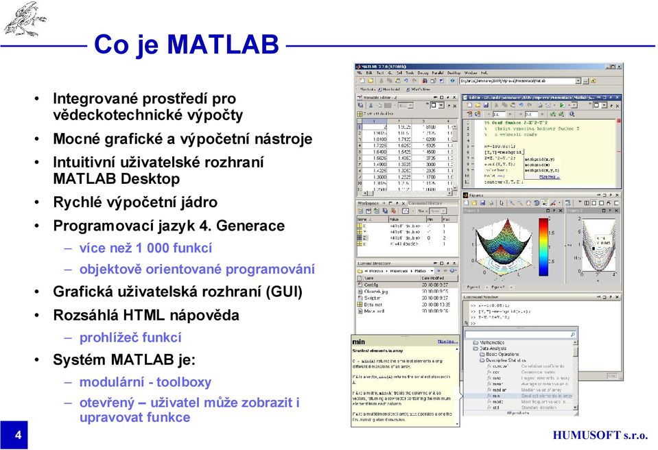 Generace více než 1 000 funkcí objektově orientované programování Grafická uživatelská rozhraní (GUI)