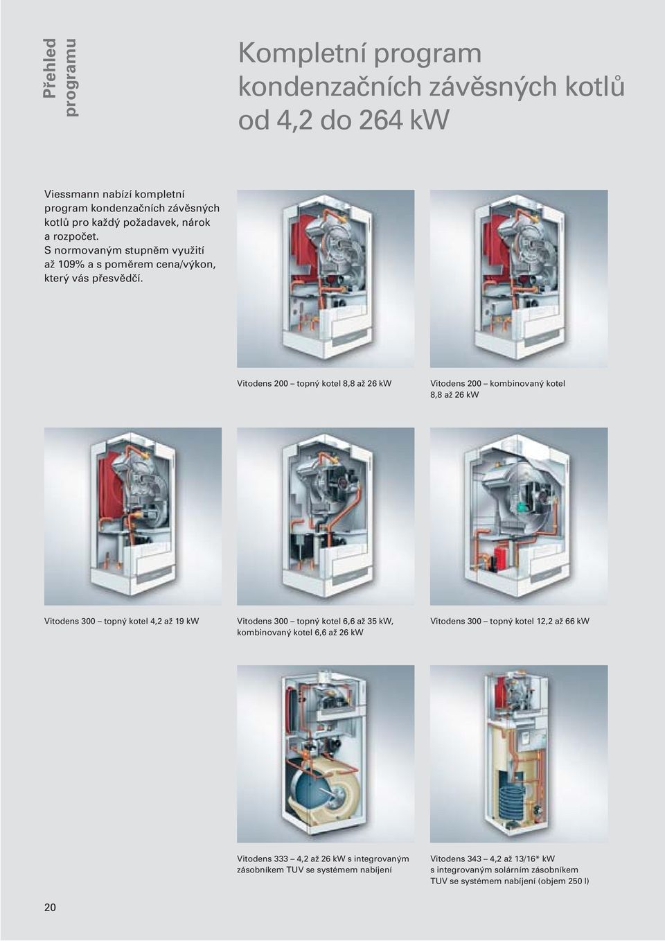 Vitodens 200 topný kotel 8,8 až 26 kw Vitodens 200 kombinovaný kotel 8,8 až 26 kw Vitodens 300 topný kotel 4,2 až 19 kw Vitodens 300 topný kotel 6,6 až 35 kw,