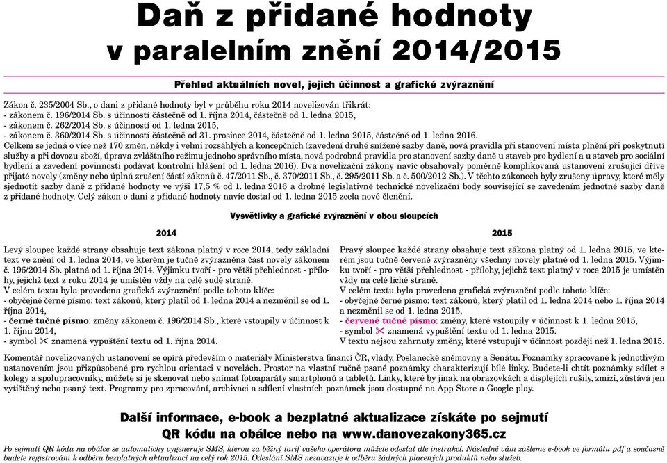 s účinností od 1. ledna 2015, - zákonem č. 360/2014 Sb. s účinností částečně od 31. prosince 2014, částečně od 1. ledna 2015, částečně od 1. ledna 2016.