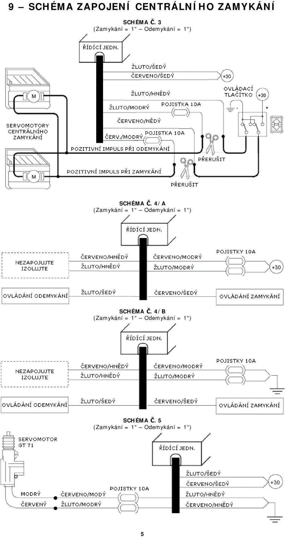4/A (Zamykání = 1 Odemykání = 1 ) SCHÉMA Č.