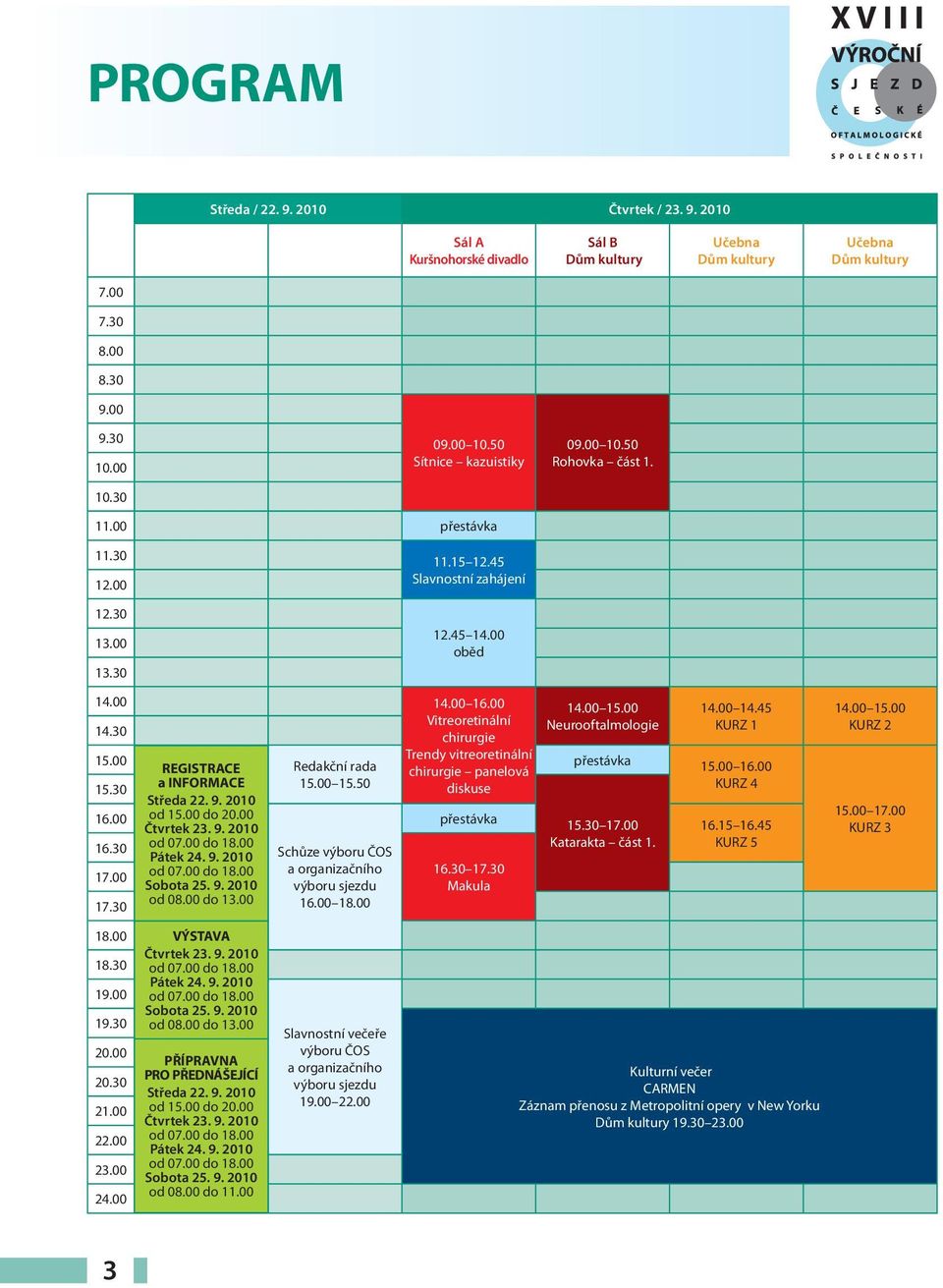 30 chirurgie 15.00 Trendy vitreoretinální REGISTRACE Redakční rada chirurgie panelová 15.30 a INFORMACE 15.00 15.50 diskuse Středa 22. 9. 2010 16.00 od 15.00 do 20.00 Čtvrtek 23. 9. 2010 přestávka 16.