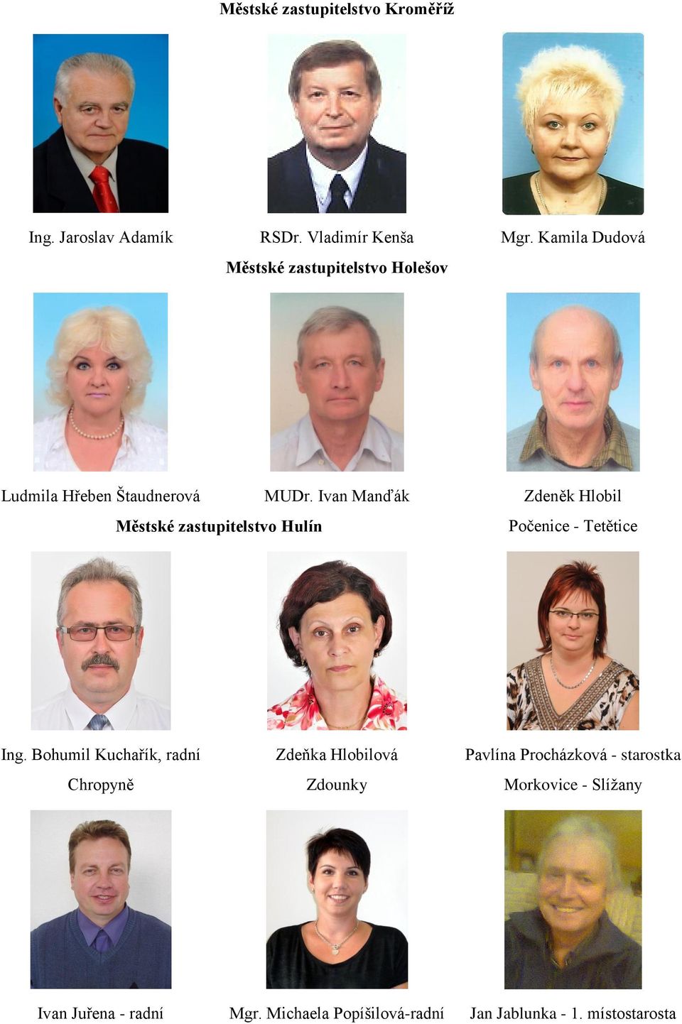 Ivan Manďák Zdeněk Hlobil Městské zastupitelstvo Hulín Počenice - Tetětice Ing.