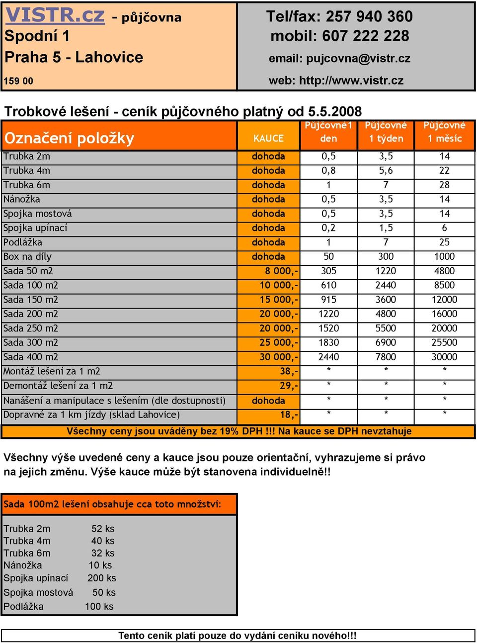 Podlážka dohoda 1 7 25 Box na díly dohoda 50 300 1000 Sada 50 m2 8 000,- 305 1220 4800 Sada 100 m2 10 000,- 610 2440 8500 Sada 150 m2 15 000,- 915 3600 12000 Sada 200 m2 20 000,- 1220 4800 16000 Sada