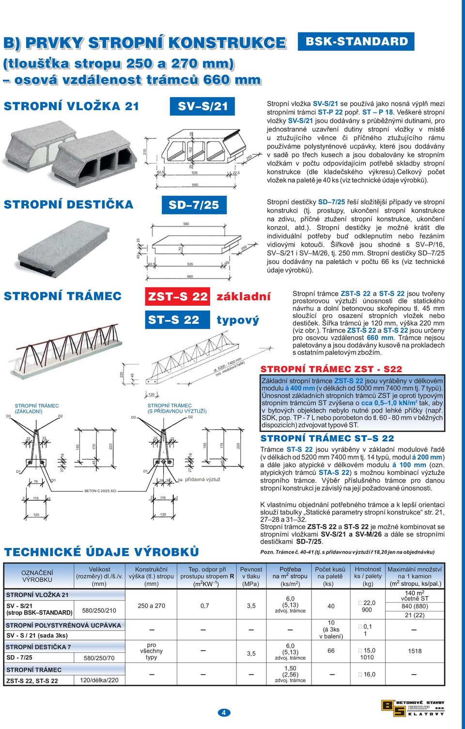 Veškeré stropní vložky SV-S/1 jsou dodávány s průběžnými dutinami, pro jednostranné uzavření dutiny stropní vložky v místě u ztužujícího věnce či příčného ztužujícího rámu používáme polystyrénové