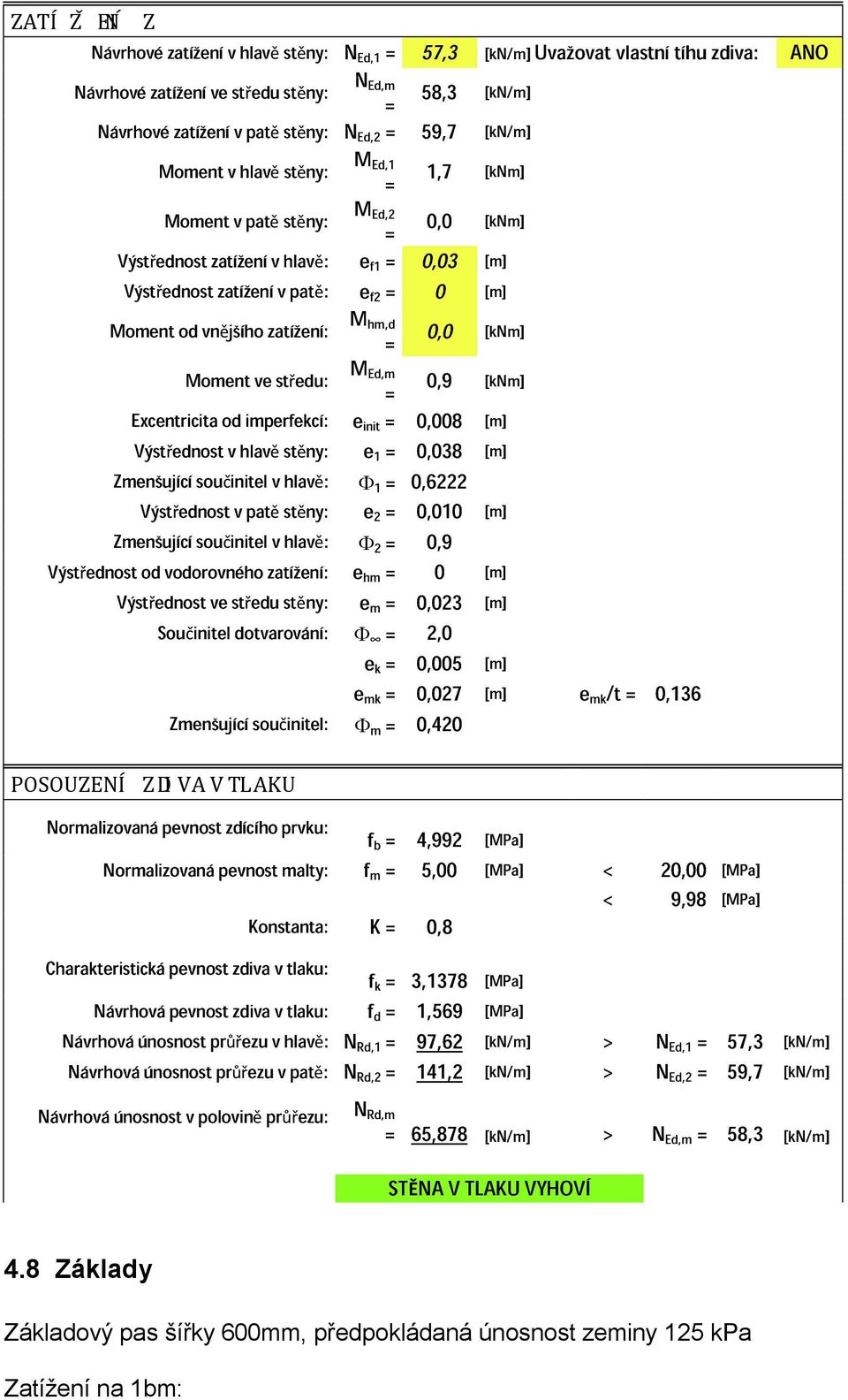 edu: MEd,m 0,9 [knm] 1,7 Excentricita od imperfekcí: einit 0,008 [m] Výst ednostvhlav st ny: e1 0,038 [m] Zmenšujícísou initel vhlav : Φ1 0,6222 Výst ednostvpat st ny: e2 0,010 [m] Zmenšujícísou