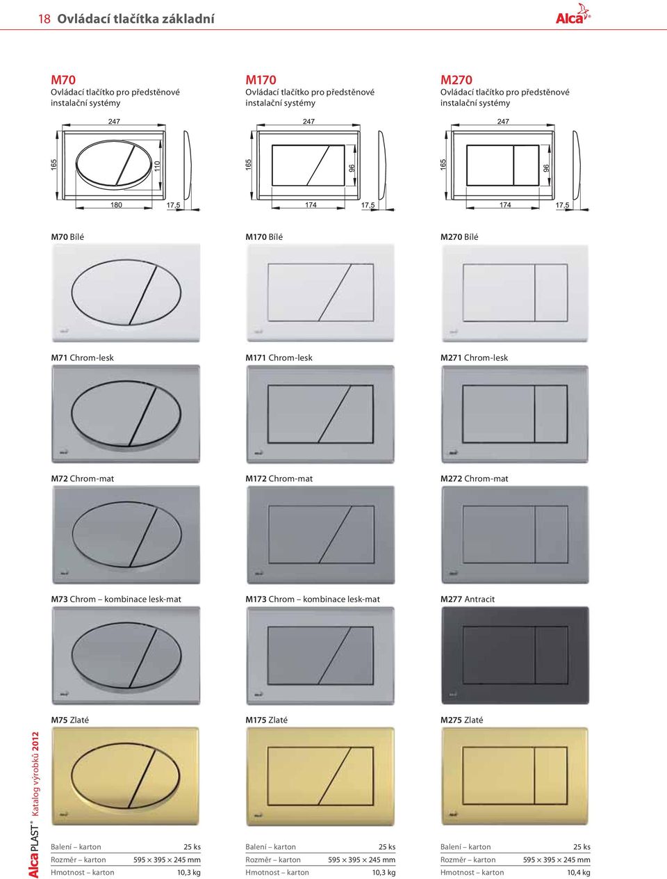 Chrom-lesk M271 Chrom-lesk M72 Chrom-mat M172 Chrom-mat M272 Chrom-mat M73 Chrom kombinace lesk-mat M173 Chrom kombinace lesk-mat