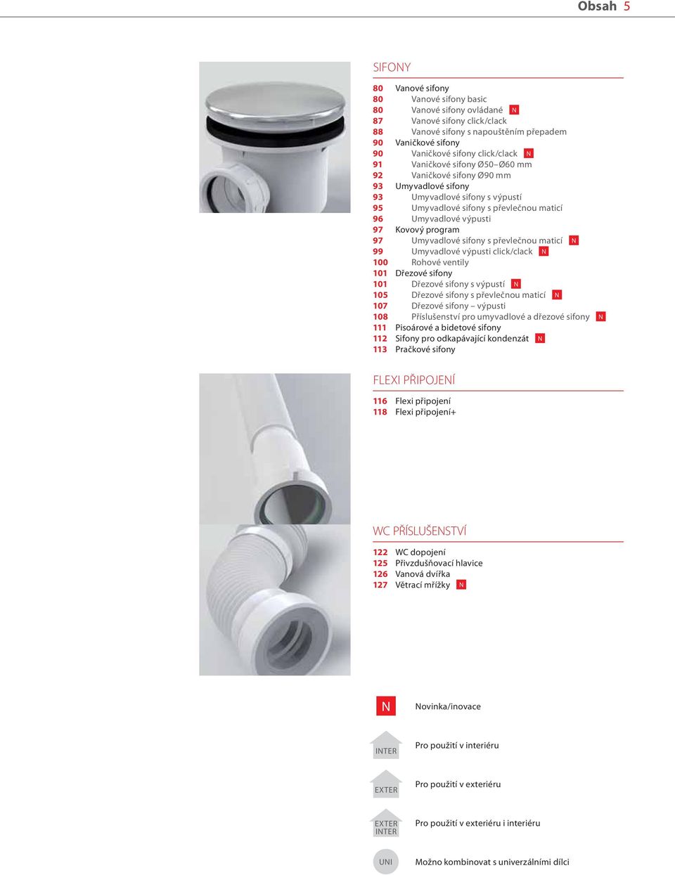 program 97 Umyvadlové sifony s převlečnou maticí 99 Umyvadlové výpusti click/clack 100 Rohové ventily 101 Dřezové sifony 101 Dřezové sifony s výpustí N 105 Dřezové sifony s převlečnou maticí N 107