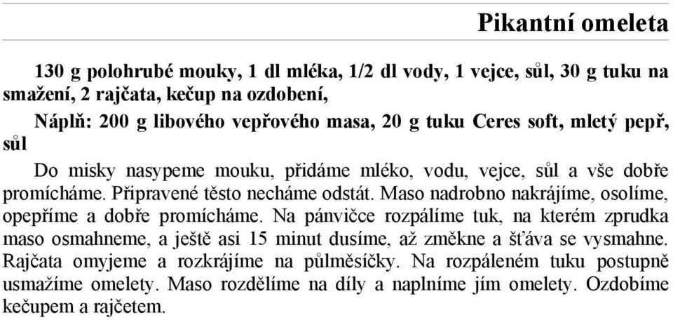 Maso nadrobno nakrájíme, osolíme, opepříme a dobře promícháme.