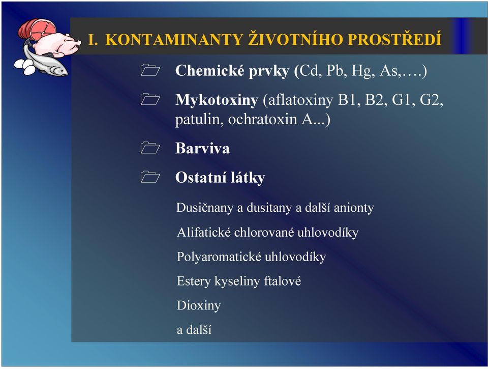 ..) Barviva Ostatní látky Dusičnany a dusitany a další anionty