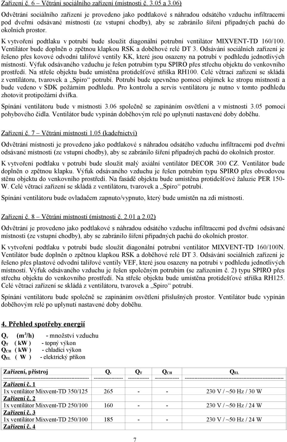 Výfuk odsávaného vzduchu je řešen potrubím typu SPIRO přes střechu objektu do venkovního prostředí. Na střeše objektu bude umístěna protidešťové stříška RH100.