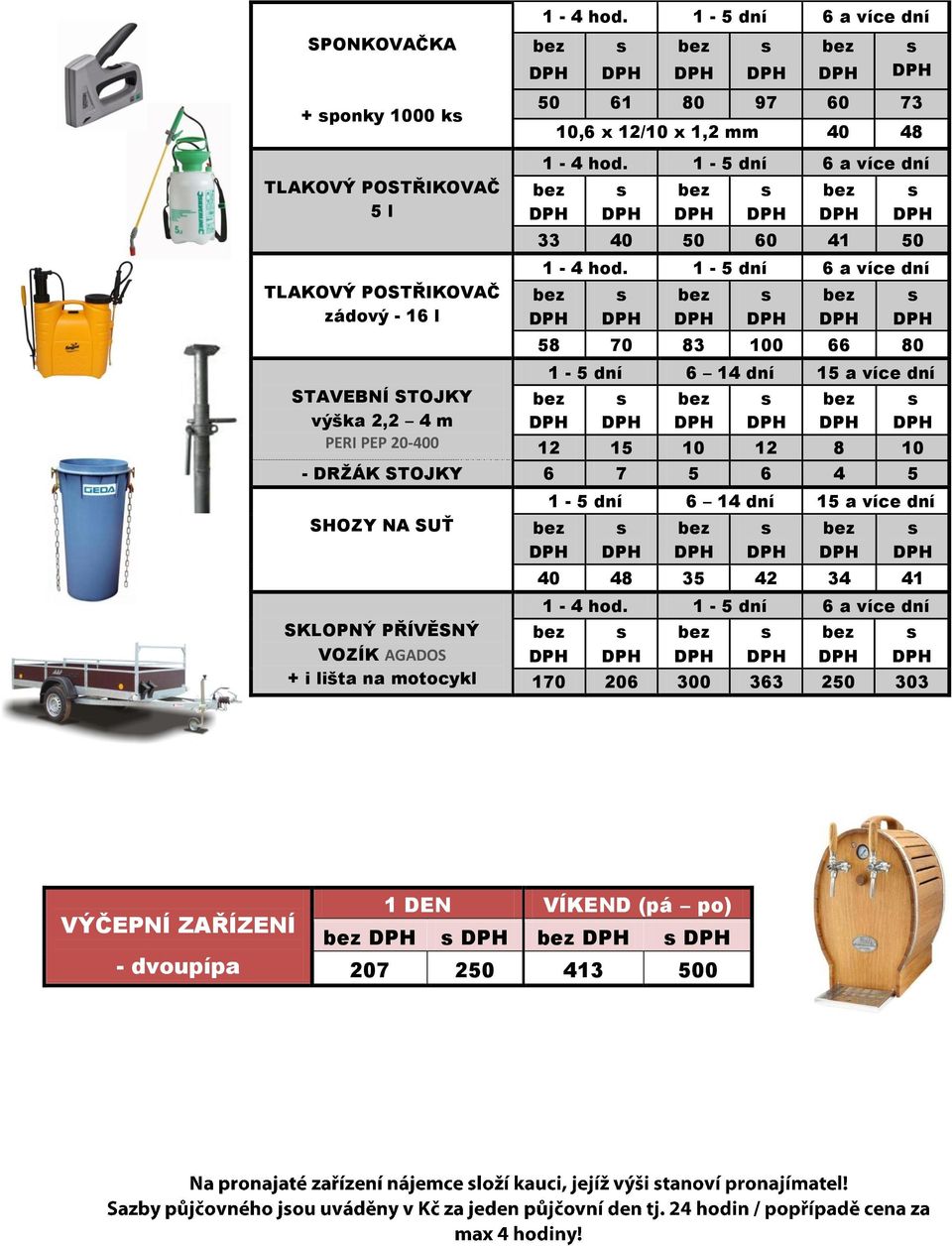 více dní 12 15 10 12 8 10 - DRŽÁK STOJKY 6 7 5 6 4 5 SHOZY NA SUŤ SKLOPNÝ PŘÍVĚSNÝ VOZÍK AGADOS + i lišta na motocykl 1-5